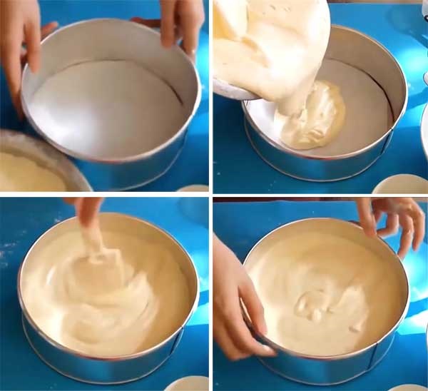 Cho hỗn hợp bột vào khuôn